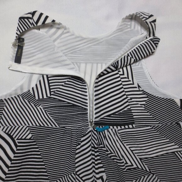 THML womens DRESS black OFF-WHITE lined ABSTRACT shift MIDI size M - Picture 10 of 10